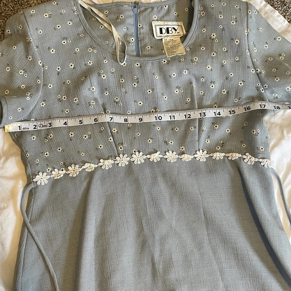 Light Blue Mini Dress with Embroidered Bodice - Picture 10 of 11